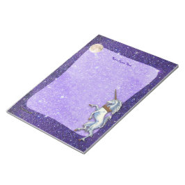Bloco De Notas Borda da Glitter do Unicorn Purple
