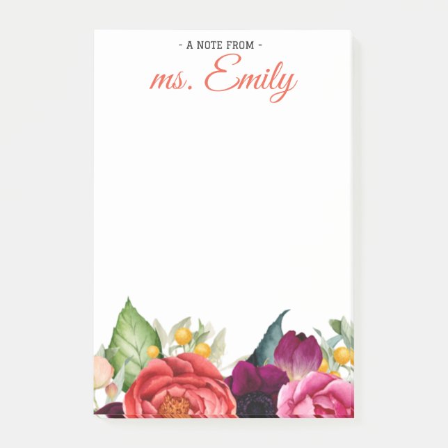 Bloco De Notas Borda de Aquarela Azul Boho Personalizada (Frente)