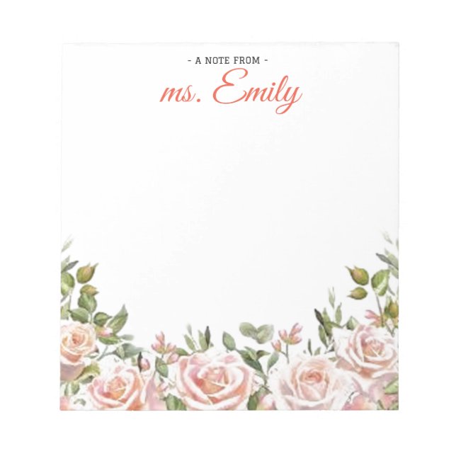 Bloco De Notas Borda de Aquarela Azul Boho Personalizada (Frente)