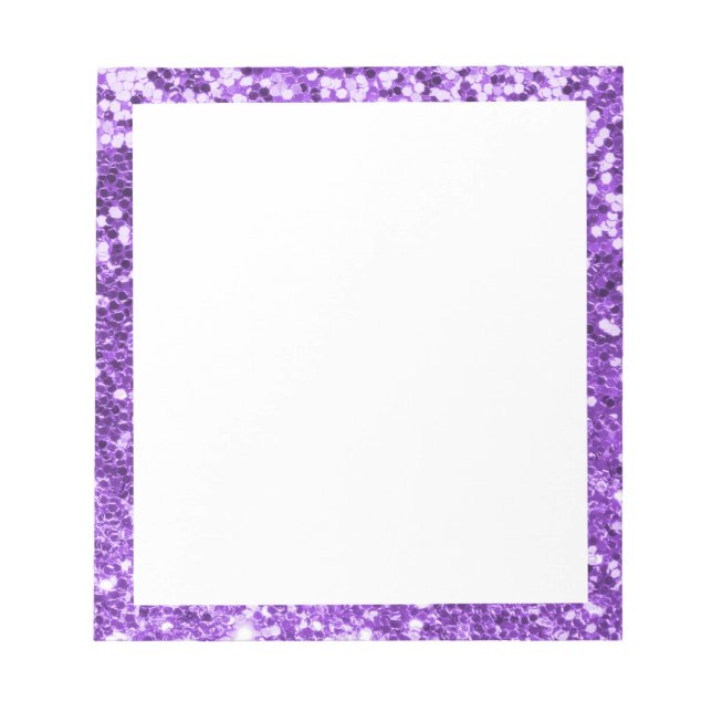 Bloco De Notas Borda de Brilho Roxo Espelhado Branco (Frente)