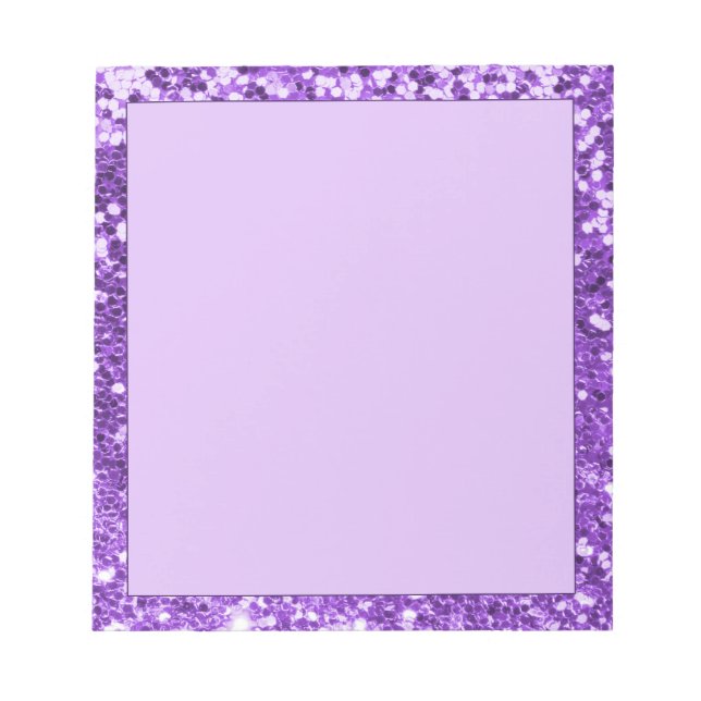 Bloco De Notas Borda de Brilho Roxo Espelhante Lavanda (Frente)
