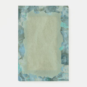 Bloco De Notas borda do objeto natural abstrato em azul e gravaçã