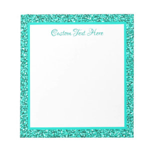 Bloco De Notas Borda do Sparkle Glitter Azul Glam Personalizada