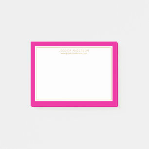 Bloco De Notas Borda Dourada Magenta Elegante Personalizada