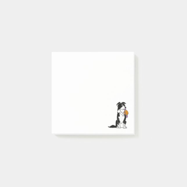 Bloco De Notas Borda engraçada Collie com o disco Saturno (Frente)