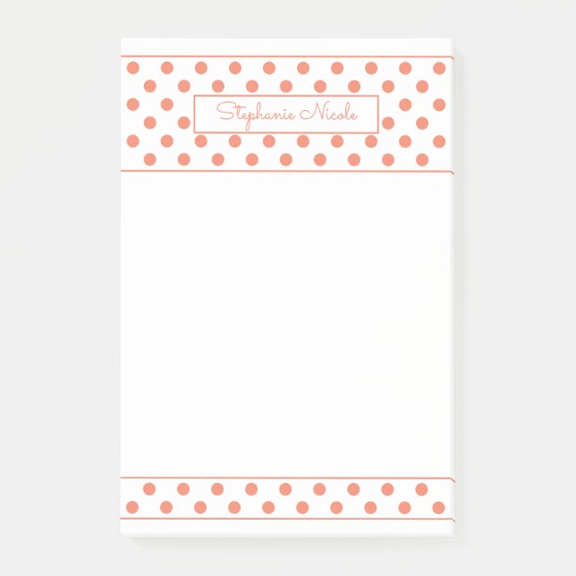 Bloco De Notas Borda fina personalizada laranja Bolinhas simples (Frente)