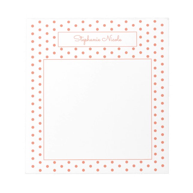 Bloco De Notas Borda fina personalizada laranja Bolinhas simples (Frente)