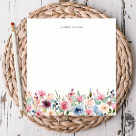 Bloco De Notas Borda Floral de Aquarela Personalizada