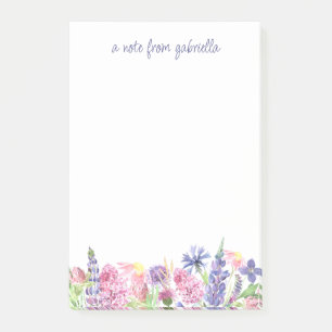 Bloco De Notas Borda Floral de bonito Cores de Água Personalizada