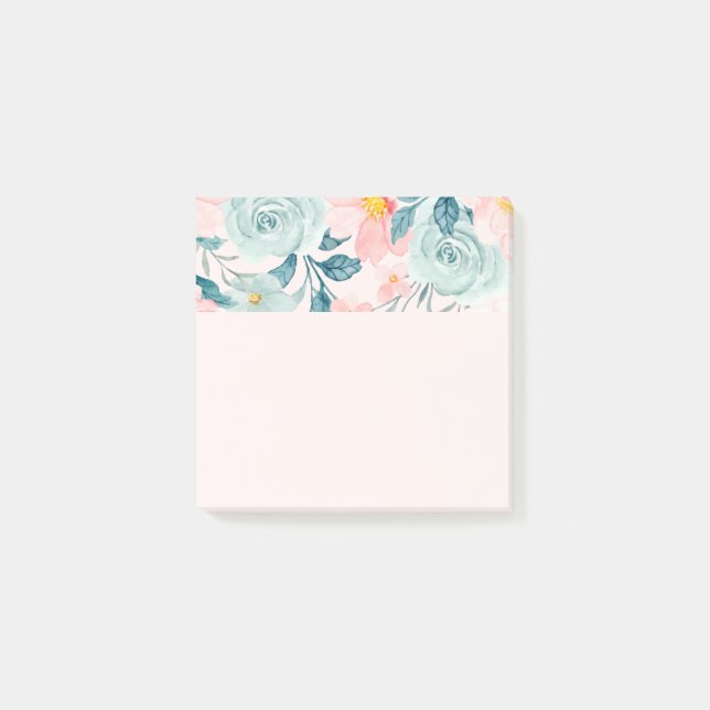 Bloco De Notas Borda Floral Rosa e Verde (Frente)