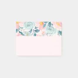Bloco De Notas Borda Floral Rosa e Verde