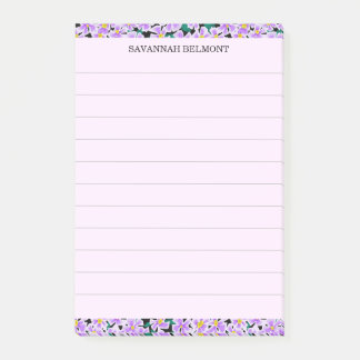 Bloco De Notas Borda Floral Rósea Pessoal Elegante Linha