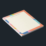 Bloco De Notas Borda Geométrica Colorida Nome Personalizado<br><div class="desc">Adicione um toque de cor às suas notas diárias com este Bloco de Notas de Nome Personalizado com Borda Geométrica Colorida. As bordas ousadas e vibrantes enquadram seu nome de forma linda, tornando cada página especial. É uma combinação perfeita de criatividade e praticidade para quem ama papelaria personalizada com um...</div>