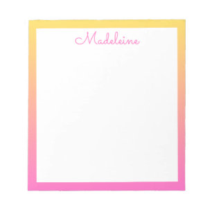 Bloco De Notas Borda Gradiente Amarelo e Rosa Pastel Fofa