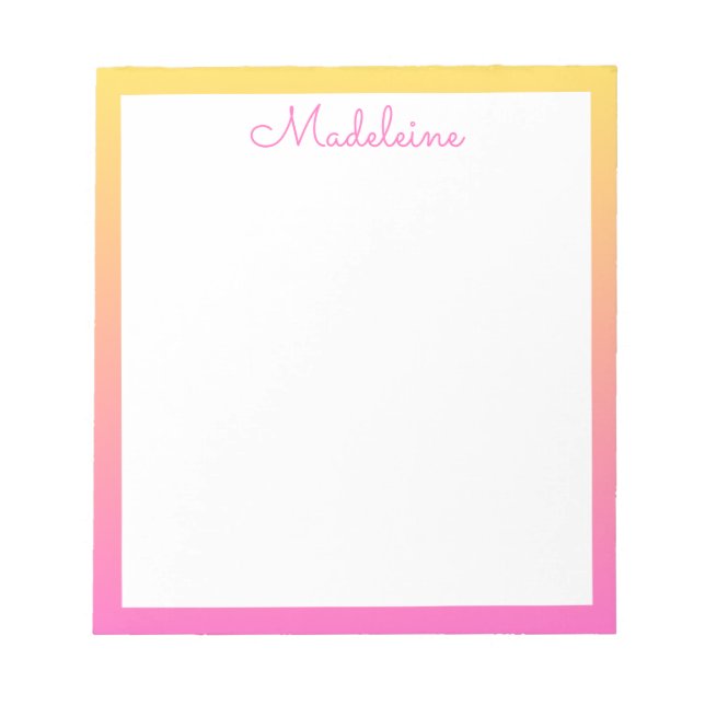 Bloco De Notas Borda Gradiente Amarelo e Rosa Pastel Fofa (Frente)
