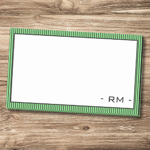 Bloco De Notas Borda Listrada de Preto e Verde Pastel Monograma