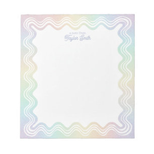 Bloco De Notas Borda Ondulada Arco-Íris Pastel Nome Personalizado