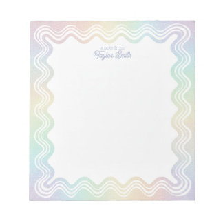Bloco De Notas Borda Ondulada Arco-Íris Pastel Nome Personalizado