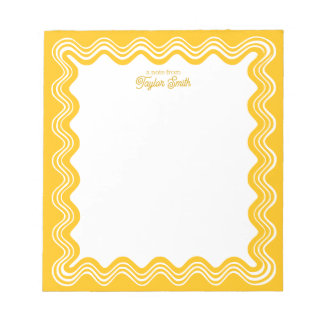 Bloco De Notas Borda Ondulada Personalizada Amarelo Branco Nome P