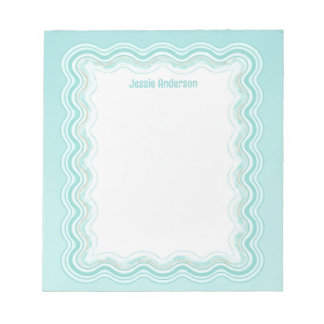 Bloco De Notas Borda Ondulada Personalizada Aqua Azul Mint
