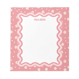 Bloco De Notas Borda Ondulada Personalizada Flores Kawaii