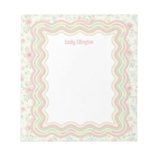 Bloco De Notas Borda Ondulada Personalizada Flores Vintage