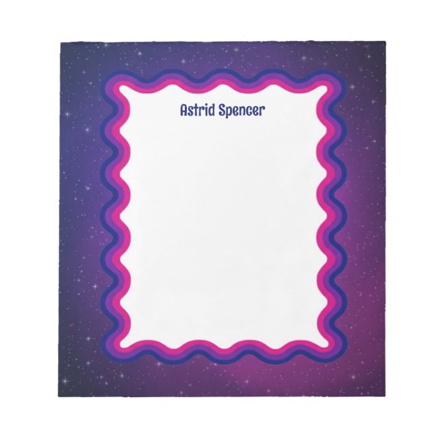 Bloco De Notas Borda Ondulada Personalizada Rosa Splash Espaço Pe (Frente)