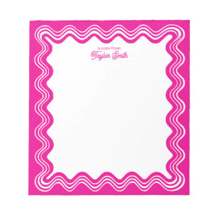 Bloco De Notas Borda Ondulada Rosa Quente & Nome Personalizado Br