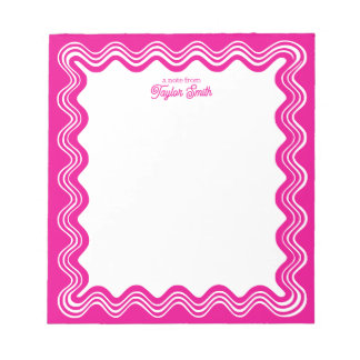 Bloco De Notas Borda Ondulada Rosa Quente & Nome Personalizado Br