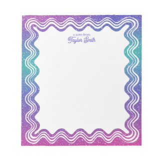 Bloco De Notas Borda Ondulada Roxo Ombre Nome Personalizado