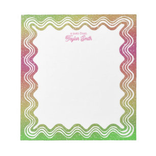Bloco De Notas Borda Ondulada Tropical Ombre Nome Personalizado