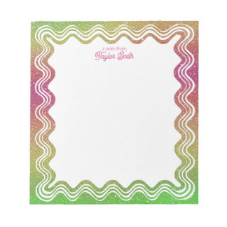 Bloco De Notas Borda Ondulada Tropical Ombre Nome Personalizado