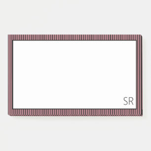 Bloco De Notas Borda riscada rosa Dourada em preto Monograma