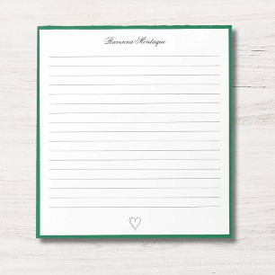 Bloco De Notas Borda Verde Garrafa e Coração Personalizado Script