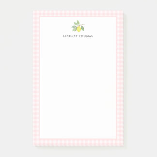 Bloco De Notas Borda Xadrez Rosa Limão Personalizada