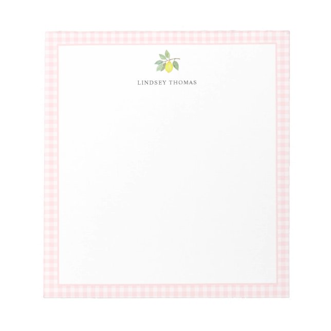Bloco De Notas Borda Xadrez Rosa Limão Personalizada (Frente)