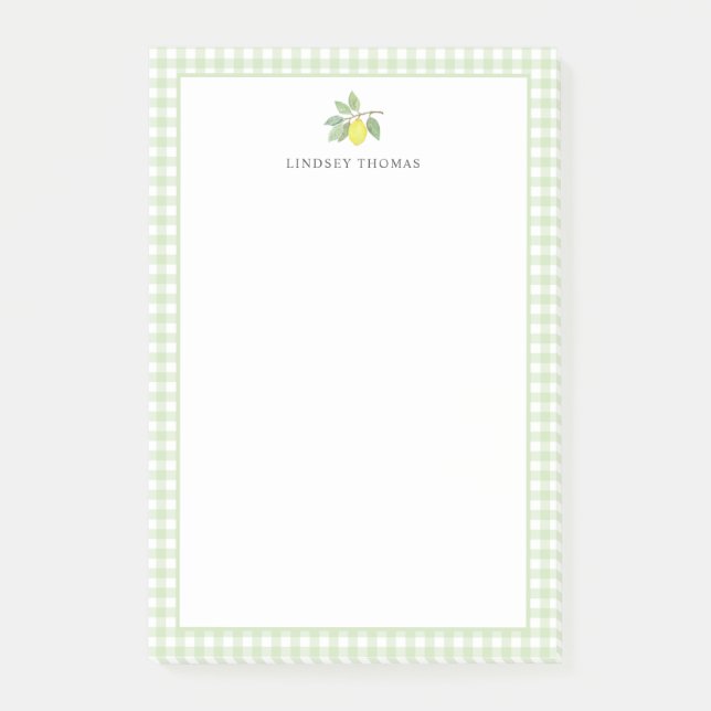 Bloco De Notas Borda Xadrez Verde Limão Personalizada (Frente)