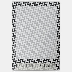 Bloco De Notas Borda ZIG ZAG, branca e preta, personalizada