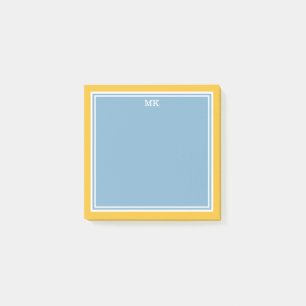 Bloco De Notas Bordados Monogramas Amarelo Azul