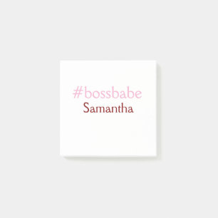Bloco De Notas Bossbabe hashtag rosa claro adicionar nome girl bo