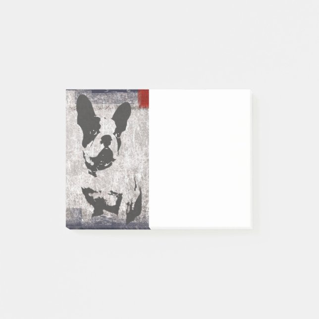 Bloco De Notas Boston Terrier em Black and White Grunge (Frente)