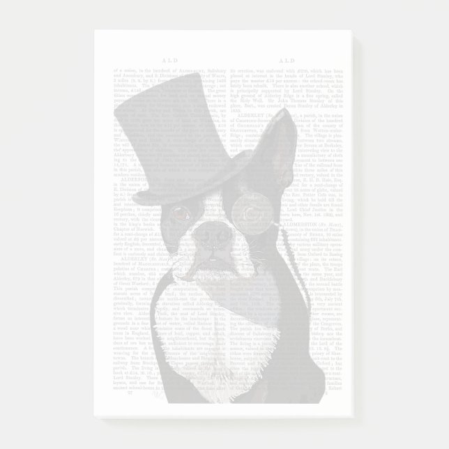 Bloco De Notas Boston Terrier, Formal Hound e Chapéu (Frente)