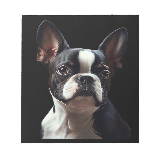 Bloco De Notas Boston Terrier - Oil Paint Classic T-Shirt (Frente)