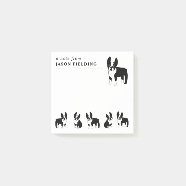 Bloco De Notas Boston Terriers Cute Black and White Dogs Posta-lo (Frente)