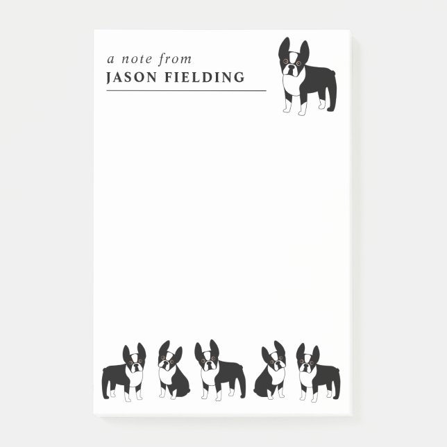 Bloco De Notas Boston Terriers Cute Black and White Dogs Posta-lo (Frente)