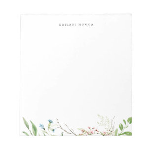 Bloco De Notas Botânica de Flores Silvestres Elegantes