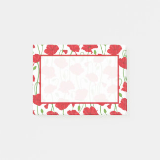 Bloco De Notas Botânica Floral Vermelha de Papoula Elegante Perso