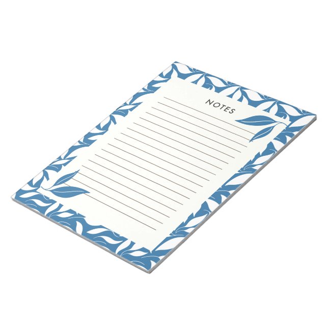 Bloco de Notas Botânico Azul Moderno (Inclinado)