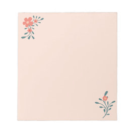 Bloco De Notas Botânico de Rosa Floral em Azul Turquesa