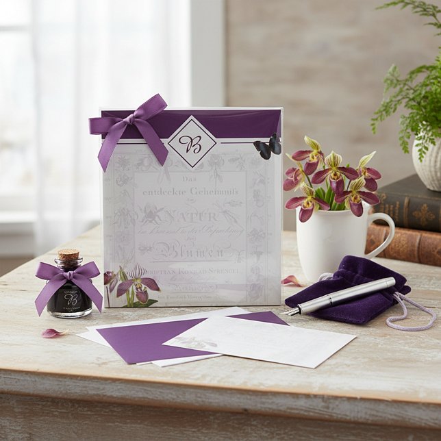 Bloco de notas botânico orquídeo e borboleta (Criador carregado)